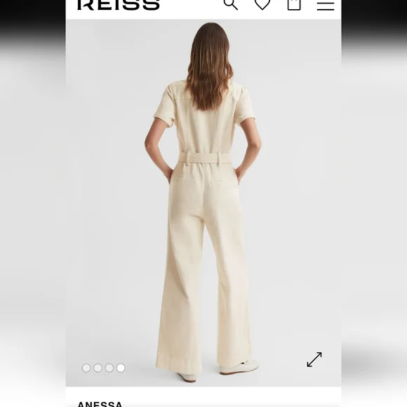 PAIGE Anessa Cream Belted Wide Leg Jumpsuit, 12